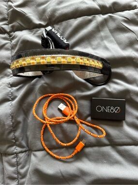 ONE80 LED Dog Collar with Orange USB Charging Cable